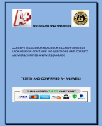 AAPC CPC FINAL EXAM REAL EXAM 3 LATEST VERSIONS  EACH VERSION CONTAINS 100 QUESTIONS AND CORRECT  ANSWERS