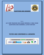 ALF Core Training Questions and answers for ALF core training  test completed 2024| AGRADE