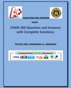CNOR 200 Question and Answers  with Complete Solutions.