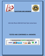 GCU Adv Pharm NUR 635 Final Tyler review Exam 2023-2024