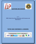 HESI Critical Care Exam Questions with Answers and Rationales