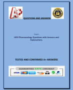 HESI Pharmacology Questions with Answers and  Explanations