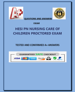 HESI PN NURSING CARE OF  CHILDREN PROCTORED EXAM