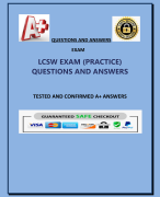 LCSW EXAM (PRACTICE)  QUESTIONS AND ANSWERS