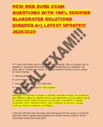 HESI MED SURG EXAM  QUESTIONS WITH 100% VERIFIED ELABORATED SOLUTIONS   LATEST UPDATE!!! 