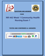 NR 442 Week 1 Community Health  Nursing Exam 1