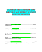 CHURCH OF GOD EXHORTERS EXAM QUESTIONS AND CORRECT ANSWERS (VERIFIED ANSWERS)