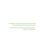 Assignment: Assessing, Diagnosing, and Treating  Musculoskeletal and Neurologic Disorders  NRNP 6540 Adv Practice Care of Frail Elders EXPERT FEEDBACK