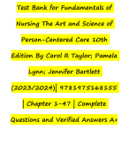 Fundamentals of Nursing  9th Edition by Taylor | Lynn | Bartlett Test Bank |  Chapter 1 -46 |Complete  Guide A+ 