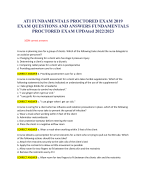 ATI FUNDAMENTALS PROCTORED EXAM 2019  EXAM QUESTIONS AND ANSWERS FUNDAMENTALS  PROCTORED EXAM UPDAted 2022/2024