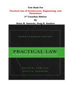 Test Bank For Practical Law of Architecture, Engineering, and Geoscience  3rd Canadian Edition By Brian M. Samuels, Doug R. Sanders |All Chapters, Complete Q & A, Latest 2024|