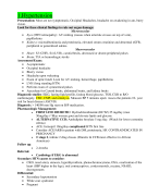 1.Hypertension Presentation: Most are not symptomatic, Occipital Headaches, headache on awakening in am, burry  vision. Look for these clinical findings to rule out organ damage: Microvascular • Eyes (HTN retinopathy): AV nicking (causes when arteriole crosses on top of vein),  papilledema • Kidneys: microalbuminuria and proteinuria, elevated serum creatinine and abnormal eGFR,  peripheral or generalized edema Macrovascular • Heart: S3 (CHF), S4 (LVH), carotid bruits, decreased or absent peripheral pulses • Brain: TIA or hemorrhagic stroke