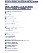 SNHD Paramedic Adult Protocols Questions and correct Answers Graded A+