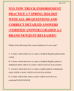 NYS TOW TRUCK ENDORSEMENT PRACTICE 1-7 SPRING 2024-2025 WITH ALL 400 QUESTIONS AND CORRECT DETAILED ANSWERS (VERIFIED ANSWER)| GRADED A+| BRAND NEW|JUST RELEASED!!