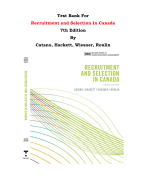 Test Bank For Recruitment and Selection In Canada 7th Edition By Catano, Hackett, Wiesner, Roulin |All Chapters, Complete Q & A, Latest 2024|