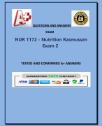 NUR 1172 - Nutrition Rasmussen  Exam 2