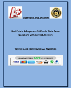 Real Estate Salesperson California State Exam  Questions with Correct Answers