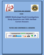 ABMDI Medicolegal Death Investigations  Study Questions and 100% Verified  Correct Answers