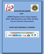 ABMDI Registry Exam Latest Update  2024 1000 Questions and 100% Verified