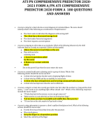 ATI PN COMPREHENSIVE PREDICTOR 2020- 2021 FORM A/PN ATI COMPREHENSIVE  PREDICTOR 2020 FORM A 180 QUESTIONS  AND ANSWERS