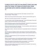 FLORIDA HEALTH AND LIFE INSURANCE EXAM 2024 AND PRACTICE EXAM TEST BANK ACCURATE REAL EXAM QUESTIONS WITH VERIFIED ANSWERS GRADED A new !!!
