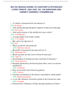 BIO 256 (BIO256) EXAMS; ATI ANATOMY & PHYSIOLOGY  LATEST UPDATE 2022-2024 ALL 150 QUESTIONS AND  CORRECT ANSWERS | CHAMBERLAIN