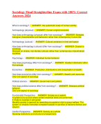 Sociology Final Straighterline Exam with 100% Correct Answers 2024