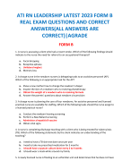 ATI RN LEADERSHIP LATEST 2023 FORM B REAL EXAM QUESTIONS AND CORRECT ANSWERS(ALL ANSWERS ARE CORRECT)|AGRADE