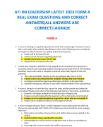 ATI RN LEADERSHIP LATEST 2023 FORM A REAL EXAM QUESTIONS AND CORRECT ANSWERS(ALL ANSWERS ARE CORRECT)|AGRADE