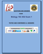 Biology 182 ASU Exam 1