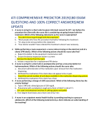 ATI COMPREHENSIVE PREDICTOR 2019(180 EXAM  QUESTIONS AND 100% CORRECT ANSWERS)NEW  UPDATE