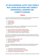 ATI RN LEADERSHIP LATEST 2023 FORM B REAL EXAM QUESTIONS AND CORRECT  ANSWERS(ALL ANSWERS ARE  CORRECT)|AGRADE