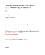 Comprehensive Exam Notes Updated 2023-2024 Already passed!!!!!!!