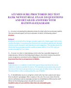 ATI MED SURG PROCTORED 2023 TEST  BANK NEWEST REAL EXAM 218 QUESTIONS  AND DETAILED ANSWERS WITH  RATIONALES|AGRADE