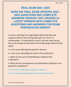 REAL EXAM 2024 -2025  NURS 200 FINAL EXAM UPDATED 2024 - 2025 QUESTIONS AND COMPLETE  ANSWERS VERIFIED 100% GRADED A+  LATEST VERSION WITH COMPLETE  QUESTIONS AND ANSWERS FOR EXAM  PREPARATION NEWEST