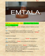 EMTALA Latest 2023 -2024 /Questions With Verified Answers Rated (A+)