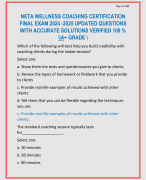 NETA WELLNESS COACHING CERTIFICATION  FINAL EXAM 2024 -2025 UPDATED QUESTIONS  WITH ACCURATE SOLUTIO