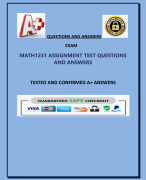 MATH1231 ASSIGNMENT TEST QUESTIONS  AND ANSWERS