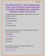 PATHOPHYSIOLOGY TEST BANK EXAM  1 2023 -2024 UPDATED QUESTIONS ANS  ACCURATE ANSWERS 100 % VERIFIED  GRADED A+ BEST FOR STUDY