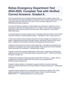 Relias Emergency Department Test 2024-2025. Complete Test with Verified Correct Answers. Graded A.