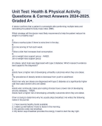 Unit Test: Health & Physical Activity. Questions & Correct Answers 2024-2025. Graded A+. 