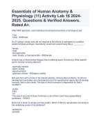 Essentials of Human Anatomy & Physiology (11) Activity Lab 16 2024-2025. Questions & Verified Answers. Rated A+. 