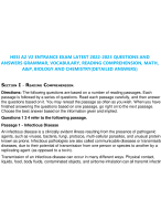 HESI A2 V2 ENTRANCE EXAM LATEST 2024-2025 QUESTIONS AND  ANSWERS GRAMMAR | VOCABULARY | READING COMP