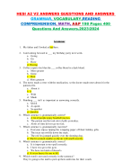 HESI A2 V2 ANSWERS QUESTIONS AND ANSWERS  GRAMMAR | VOCABULARY | READING  COMPREHENSION | MATH | A&P 198 Pages 400  Questions And Answers 2023\2024