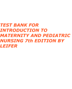 Foundations of Maternal-Newborn and Women's Health  Nursing 8th Edition Murray Test Bank All Chapters