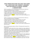 APEA PREDICTOR EXAM 2023-2024 TEST BANK  300+ QUESTIONS AND CORRECT ANSWERS  WITH RATIONALES |ALREADY GRADED  A+|BRAND NEW!!