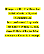 Test Bank for  Physical Examination and Health  Assessment 8th Edition by Jarvis CHAAPTERS 1-32