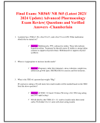 Final Exam: NR565/ NR 565 (Latest 2023/  2024 Update) Advanced Pharmacology  Exam Review| Questions and Verified  Answers