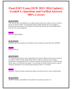 Final EMT Exam (NEW 2023/ 2024 Update) |  Graded A | Questions and Verified Answers|  100% Correct 