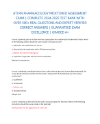 ATI RN PHARMACOLOGY PROCTORED ASSESSMENT EXAM | COMPLETE 2024-2025 TEST BANK WITH OVER 500+ REAL QUESTIONS AND EXPERT VERIFIED CORRECT ANSWERS | GUARANTEED EXAM EXCELLENCE | GRADED A+ 